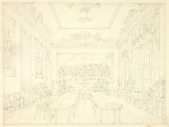 Tutkimus Trinity Houselle, Microcosm of London (recto); Arkkitehtoninen luonnos rivitalojen julkisivuista (käänteinen)