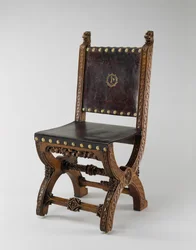 X-Frame Chair, valmistaja John Webb, n. 1847 (tammi, nahka ja messinki)