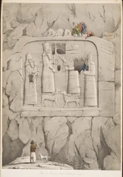 Assyrialainen kallioveistos (baivialainen), Monuments of Niniven pubista. 1849 (kaiverrus)
