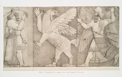 Barrejefit pienen temppelin sisäänkäynnillä Nimroudissa [Calah], 1853