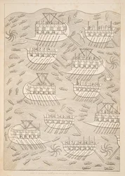 Assyrialaisten viholliset turvautumassa laivoille (Kouyunlik), Niniven monumenteista, pubista. 1849