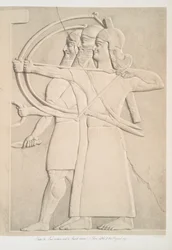 Kaksi jousimiestä ja kilvenkantaja, 1849
