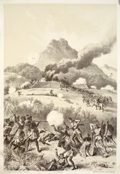Taking a Maori redoubt, David Blairin, McGradyn, Thomsonin ja Nivenin teoksesta The History of Australaasia, 1879
