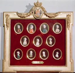 Joseph II (1741-90) Pyhän Rooman keisari ja Böömin ja Unkarin kuningas sekä hänen veljensä ja sisarensa, mukaan lukien hänen sisarensa Marie-Antoinette (1755-93) (vaha)