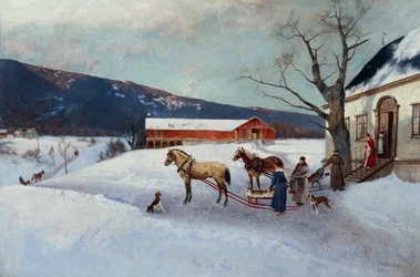 Kelkkaajelu Farm Yardilta (öljy kankaalle)