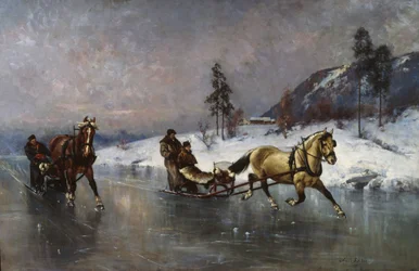 Rekiajelu jäällä (öljy kankaalle)