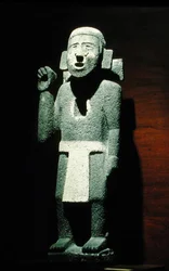 Standard Bearer, Late Post Classic Period (1300-1521) (maalattu kivi)