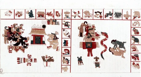 Atsteekkien jumala Cihuacohuatl esitettiin hieroglyfikäsikirjoituksessa, kuvakkeissa.