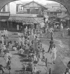 Markkinat Ahmedabadissa, Intiassa, 1902.