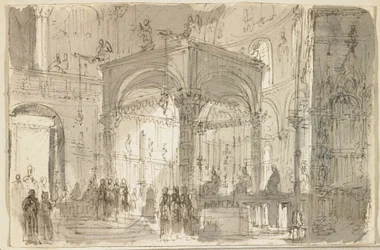 Näkymä korkealle alttarille, ehkä San Marco, Venetsia