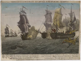 Pearsonin ja Paul Jonesin välinen taistelu, n. 1780 (kaiverrus)