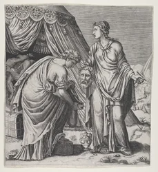 Judith Holofernesin pään kanssa.