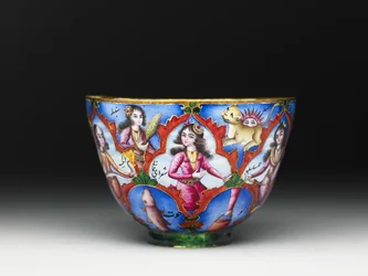 Kannen kulho, lautanen ja lusikka astrologisella koristeella, 1800-luvun alku