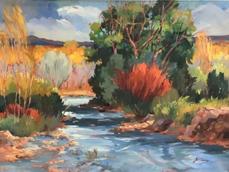 New Mexico Fall River, n.1980-95 (öljy kankaalle)