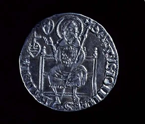Kääntöpuoli suuresta guelfista, joka kuvaa Pyhää Johannes Kastajaa, lyöty 1376 (hopea) (kuosi 119193)