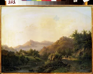 Maisema tavalla. Barend Cornelis Koekkoekin (1803-1862) maalaus. Öljy kankaalle. hollantilaista taidetta. M. Kroshitsky Art Museum, Sevastopol (Sevastopol), Ukraina
