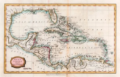 Länsi-Intian kartta, 1700-luku.