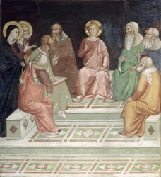 Jeesus lääkäreiden kanssa, sarjasta kohtauksia Uudesta testamentista (fresko)