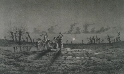 Lavandières eli öiset pyykkärit, kuvitus George Sandin (1804-76) teokseen Légendes rustiques, 1858