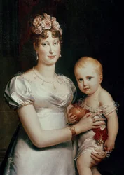 Marie-Louise (1791-1847) Habsbourg-Lorrainen ja Rooman kuningas (1811-32) (yksityiskohta vuodelta 18930)