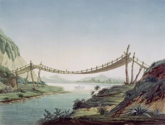 Köysilta lähellä Penipeä, ylittää Chambo-joen, Meksiko, 1810