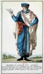 Hakemisto: ""muinaisten neuvoston jäsen"" Baron de Vinckin kaiverrus (1800-luku) Paris, B.N.