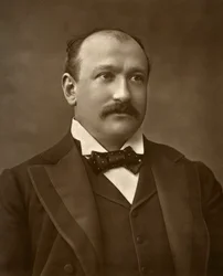 Brittinäyttelijä Augustus Harris elokuvassa Human Nature, 1886