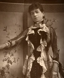 Brittinäyttelijä Lady Monckton elokuvassa Jim the Penman, 1886