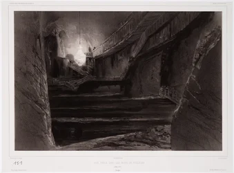 Näkymä otettu Wieliczkan kaivoksissa, Puolassa, 20. maaliskuuta 1840, kaiverrus Sabatier (sävytetty litho)