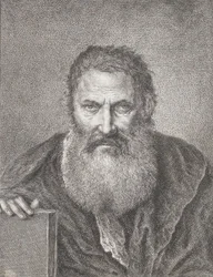 Muotokuva parrakkaasta miehestä, jolla on kirja, n. 1750-1815.