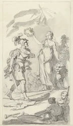 Alankomaiden neidon kruunaama urhea batavi, 1799 Luonnoksia 17. joulukuuta 1799 solmitun rauhan kunniaksi järjestetyn kansallisen juhlan muistomerkiksi (sarjan nimi)