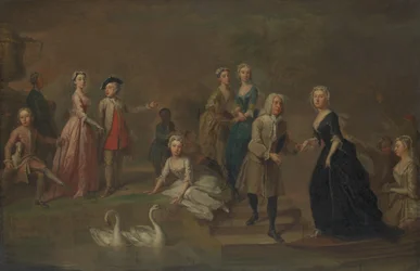 Uvedale Tomkyns Price 1685-1764 ja hänen perheensä jäsenet, mahdollisesti 1730-luvun alussa.