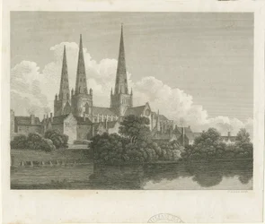 Lichfieldin katedraali - Lounaisnäkymä: kaiverrus, nd [?1796]