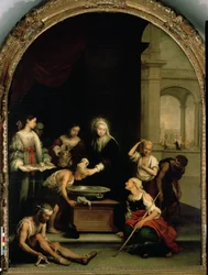Pyhä Elisabet Unkarilainen hoitaa sairaita ja spitaalisia, n. 1671-74