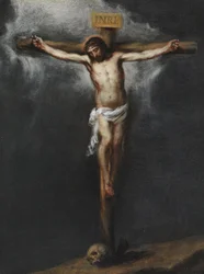 Murillon ristiinnaulitseminen, Bartolome Esteban (1617-1682). Öljy kankaalle, koko: 43,9x33,3, , Yksityiskokoelma