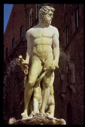 Neptunuksen suihkulähde, yksityiskohta Neptunuksen hahmosta, 1560-75