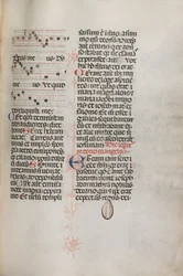 Missale: Fol. 129: sisältää musiikkia Hely Hely Lamalle jne. St. Mattion Passionissa, 1469.