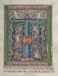 Missale: Fol. 186: Koristeltu alkukirjain T[e igitur] koko sivu, 1469.