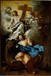 Pyhän Margaritan Cortonalaisen ekstaasi (Margherita da Cortona), Bartolomeo Guidobonon (1654-1709) fransiskaaninen maalaus Genes, Musei di Strada Nuova (ex Palazzo Bianco)