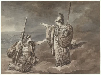 Athene ilmestyy Telemakhokselle (Odysseuksen pojalle), kuvitus Homeroksen Odysseiaan perustuvaan Telemacoon