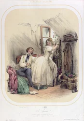 Kuvitus Pierre Jean de Berangerin (1780-1857) laululle Le Grenier