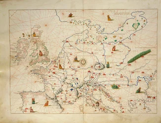Eurooppa, Atlas of the World kolmessakymmenessä kolmessa kartassa, kirjoittanut Battista Agnese