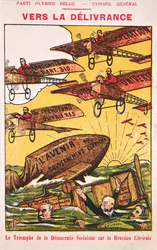 Juliste, joka mainostaa Parti Ouvrier Belgeä (Belgialainen työväenpuolue) ennen vuotta 1914