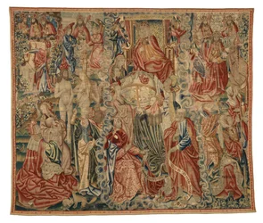 Kuvakudos, osa maailman luomista kuvaavaa Credo-kuvakudosta, valmistettu Brysselissä, Belgiassa, n. 1500-10 (villa)