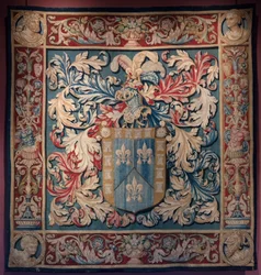 Kuvakudos, jossa De Nagera -suvun vaakuna. Mestari AL. Noin 1550 (kuvakudos)