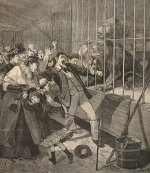 Vierailija hyökkäsi leijonan kimppuun eläintarhassa, "Le Petit Parisien", 12. huhtikuuta 1891