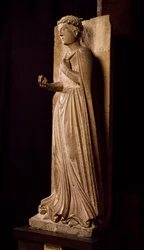 Kevät, veistos Cycle of Seasons, kirjoittanut Benedict Antelami (1178-1233), Parman kastekappeli, Emilia-Romagna, Italia