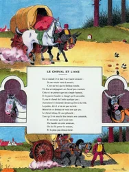 Hevonen ja aasi, kuvitus Jean de la Fontainen "Fablesista".