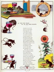 Town Mouse ja Country Mouse, kuvitus Jean de la Fontainen "Fablesista".