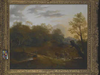 Pony Cart Crossing A Woodland Brook (öljy kankaalle)